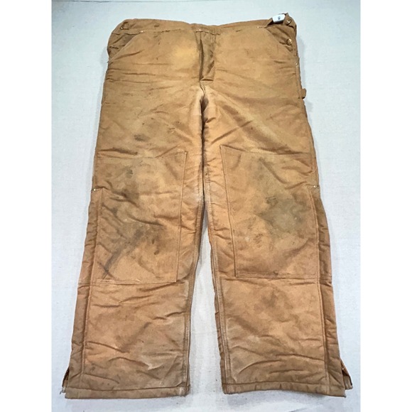 Vintage Carhartt Men's 42 R03 Quilt‎ Insulated Canvas Bibs Distressed USA MADE